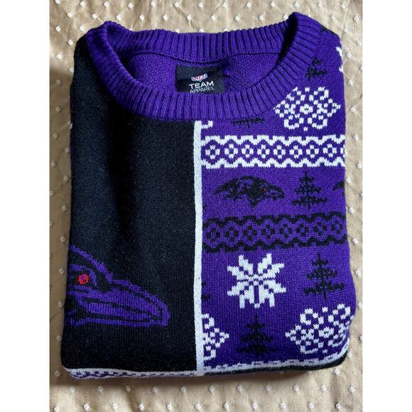 Baltimore Ravens Purple & Black Holiday Ugly Sweater Men's Size 2X (XXL) - Picture 5 of 7